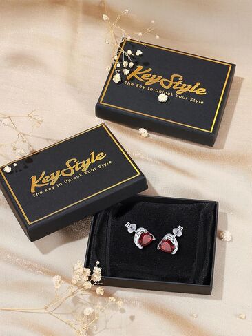 أقراط KeyStyle جوهرة الميلاد للنساء، أقراط دائرية/قلب مضادة للحساسية مع أعمدة من الفضة الإسترلينية 925 وظهر دفع، أقراط صغيرة أنيقة مقاس 8 مم تشيكوسلوفاكيا، مجوهرات فضية لعيد الميلاد in Kuwait