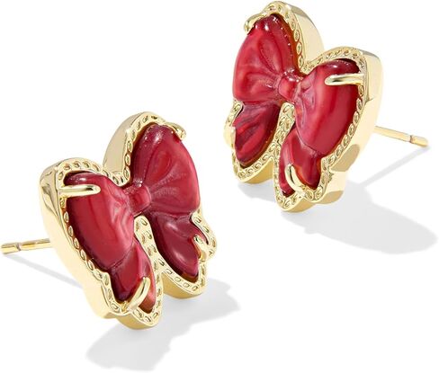 Kendra Scott Womens Haley Bow Stud Earrings Gold Scarlet Red Mother Of Pearl One Size, in Saudi Arabia