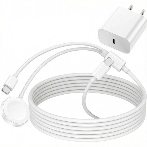 بالنسبة إلى Apple Watch و iPhone 15 16 Charger 2 في 1 كبل شحن مغناطيسي 20W USB C كتلة شحن سريعة لـ IWatch Series SE/10/9/8/7/5/5/3/2/1 و iPhone 15 PRO MAX/IPAD 12.9/11/10.9/AIR 5/4 Charger Cord Cord in Kuwait