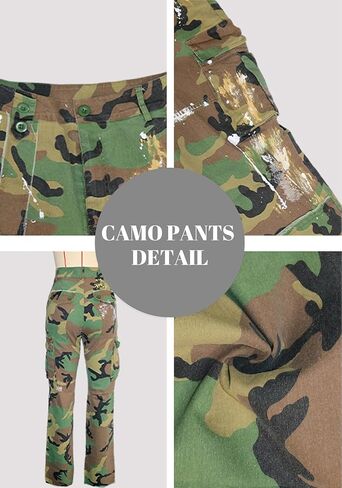 Tbahhir Womens Camo Pants with Cargo Pockets High Waisted Straight Leg Camoflage Sweatpants Baggy Casual Y2k Streetwear in Saudi Arabia