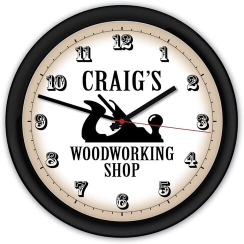 Personalized Black Woodworking Shop Wall Clock - Carpenter Gift Man Cave Decor in Saudi Arabia