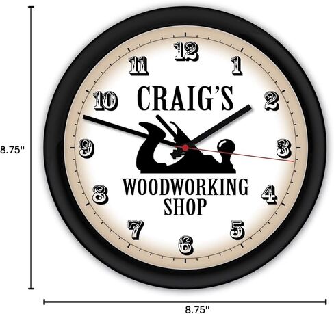 Personalized Black Woodworking Shop Wall Clock - Carpenter Gift Man Cave Decor in Saudi Arabia