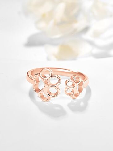Dreamboat Pet Paw Print Statement Ring for Women 925 Sterling Silver Cat Dog Paw Adjustable Open Band Finger Rings Birthday Party Jewelry Gift in Saudi Arabia