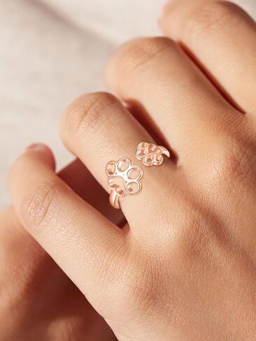 Dreamboat Pet Paw Print Statement Ring for Women 925 Sterling Silver Cat Dog Paw Adjustable Open Band Finger Rings Birthday Party Jewelry Gift in Saudi Arabia
