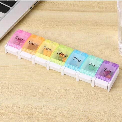 1Pack Large Capacity Travel Pill Organizer - 7 Day AM/PM Medication Holder with Push Button, Spring Assisted Open Lid, Moisture-Proof, BPA Free, Vitamin & Supplement Case in Saudi Arabia