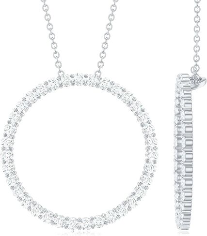 Rosec Jewels Certified Eternity Necklace in 925 Sterling Silver – Sparkling Round Stones, Silver Chain Included – Gift For Special Occasions in Saudi Arabia