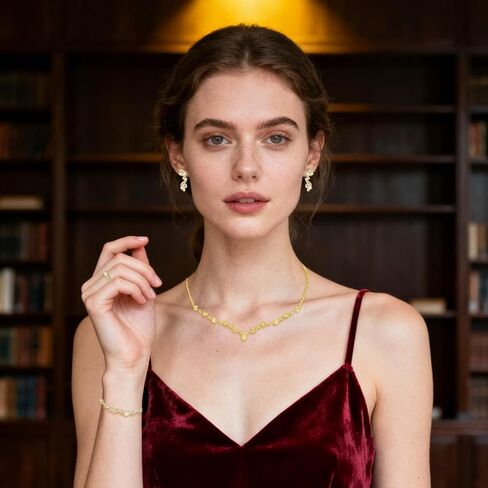 Fubotun 4Pcs Gold Crystal Necklace Earring Bracelet Ring Wedding Jewelry Sets For Brides Prom Rose Gold Jewelry Sets For Women Silver Stud Earrings Ring Necklace And Bracelet Set in Saudi Arabia