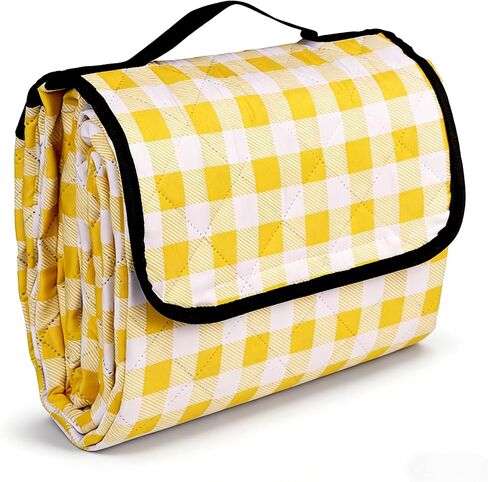 Wapodeai Picnic Camping Blankets, 60''x 80'' Waterproof and Foldable - Durable, Spacious, and Portable Outdoor Blanket for Families, Perfect for Parks, Beaches, and Nature Excursions(Yellow) in Kuwait