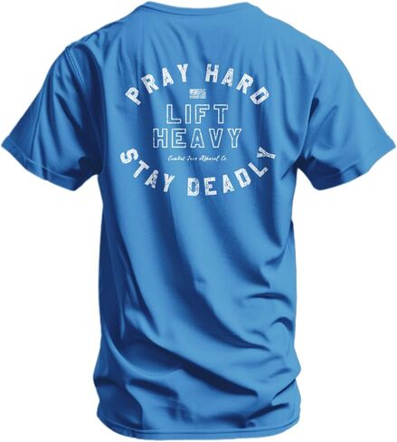 Combat Iron Men's Graphic T-Shirt | Pray Hard Lift Heavy Stay Deadly | Athletic Fit, Tagless Comfort in Saudi Arabia