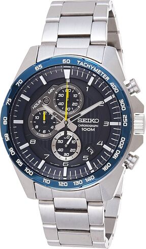 SEIKO SSB321 Chronograph Watch for Men - Blue Patterned Dial, Three Subdials & Date, and Tachymeter Bezel, 100m Water-Resistant in Saudi Arabia