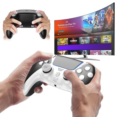 Enstixsm Replacement for Luna Wireless Controller for Fire TV,PC Controllers for Gaming for Amazon Luna with Back Paddles,1200mAh Battery,Turbo,Dual Motors,No Drift ALPS Joystick Mando,Red in Kuwait