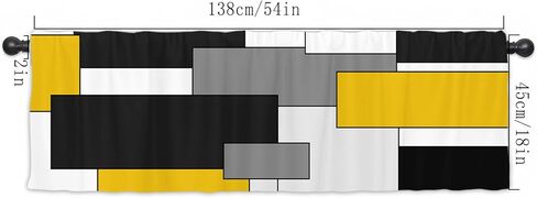 Fanghui 2 Pack Valances White Yellow and Black Grey Geometry Abstract Window Treatment Valances Modern Art Cafe Living Room Kitchen Short Curtain Rod Pocket 54x18 in in Saudi Arabia