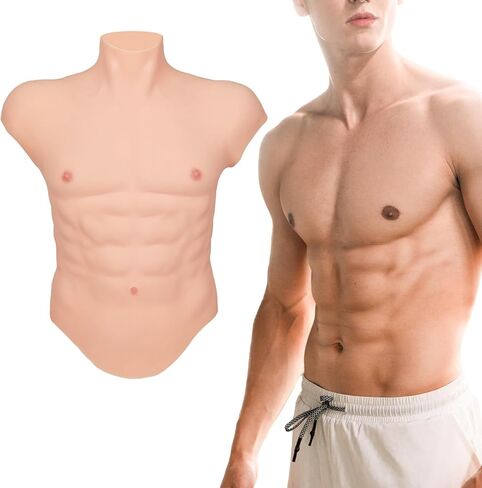 silicone muscle suit Realistic Male chest plate fake abs Simulation skin suit For Cosplay Transgender（light version） in Saudi Arabia