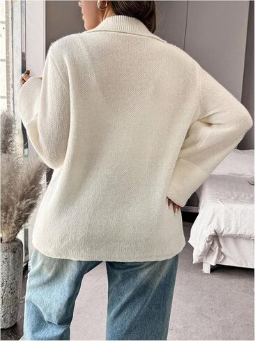 SHENHE Women's Tie Front Cardigan Collared Long Sleeve V Neck Casual Lightweight Knit Top in Saudi Arabia