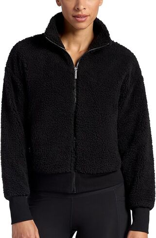 Gaiam womens Sherpa Jacket, Cropped Fit, Stretch Heavyweight Material in Saudi Arabia