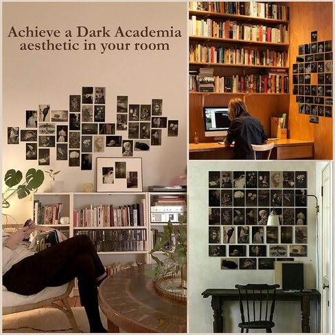 97 Decor Dark Academia Wall Art - 40 Pcs Gothic Posters Goth Prints, Dark Academia Decor Aesthetic Pictures, Witchy Collage Kit Moody Prints Victorian Halloween Decorations for Bedroom (4"x6") in Saudi Arabia