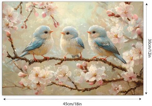 Birds Perched on Blossoms Vintage Rustic Canvas Wall Art - 12x18in Unframed Poster- Home & Office Decor for Living Room, Bedroom, Kitchen & Cafe in Saudi Arabia