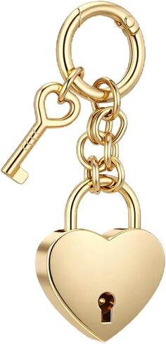 Tucnoeu Gold Heart Lock Bag Charms - إكسسوارات سلسلة مفاتيح على شكل قلب للنساء - إكسسوارات أزياء حقائب اليد in Kuwait