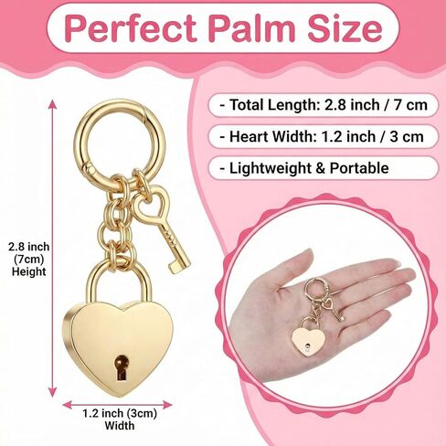 Tucnoeu Gold Heart Lock Bag Charms - إكسسوارات سلسلة مفاتيح على شكل قلب للنساء - إكسسوارات أزياء حقائب اليد in Kuwait
