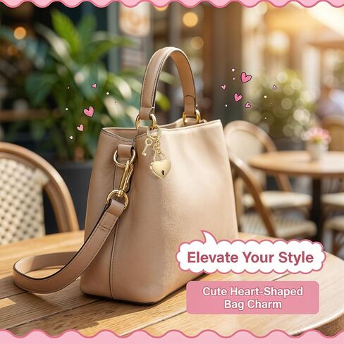Tucnoeu Gold Heart Lock Bag Charms - إكسسوارات سلسلة مفاتيح على شكل قلب للنساء - إكسسوارات أزياء حقائب اليد in Kuwait