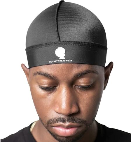 Premium Silky Wave Cap for 360, 540,and 720 Waves, Silky Durag Headwear, Soft Breathable Skullies Beanies for Sleeping, Shower (Silver) in Kuwait