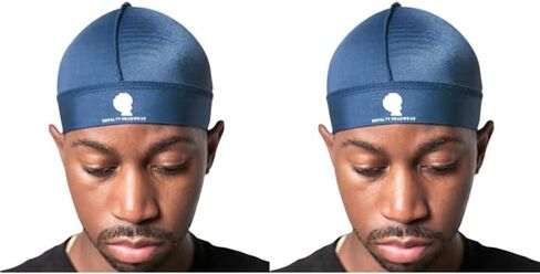 Premium Silky Wave Cap for 360, 540,and 720 Waves, Silky Durag Headwear, Soft Breathable Skullies Beanies for Sleeping, Shower (Silver) in Kuwait