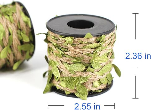 SPDTECH Burlap Leaf Ribbon 33 Feet 2PCS Natural Jute Twine Ribbon with Artificial Leaves for Crafts Wedding Jungle Safari Party Baby Shower Décor Home Decor in Saudi Arabia