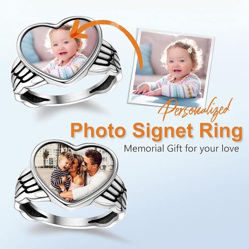 خواتم صور مخصصة للنساء من Custom4U - خاتم أنيق على شكل قلب/Claddagh مصنوع خصيصًا مع صورة بالداخل - مجوهرات ذاكرة منقوشة من الفضة الإسترليني 925/الفولاذ المقاوم للصدأ in Kuwait