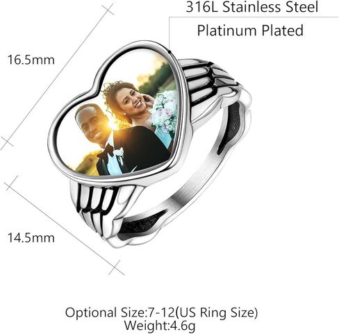 خواتم صور مخصصة للنساء من Custom4U - خاتم أنيق على شكل قلب/Claddagh مصنوع خصيصًا مع صورة بالداخل - مجوهرات ذاكرة منقوشة من الفضة الإسترليني 925/الفولاذ المقاوم للصدأ in Kuwait