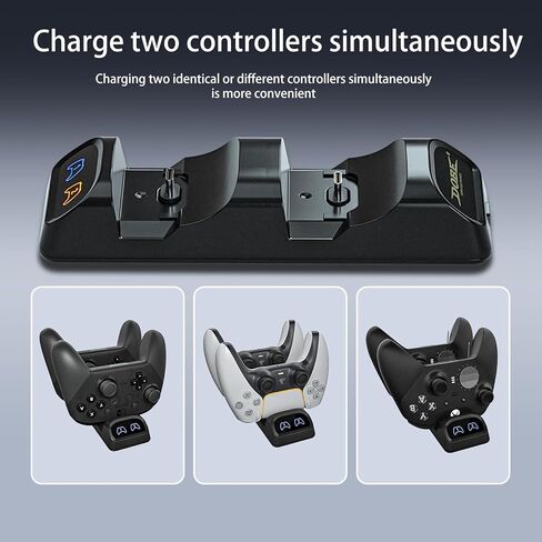 شاحن PS5 ، محطة شاحن وحدة تحكم PS5 مع محول 5V 3A AC ، PlayStation 5 Station Station Dock مع مؤشر LED ، حماية شريحة السلامة ، فرضية USB من النوع C السريع الشحن السريع in Kuwait