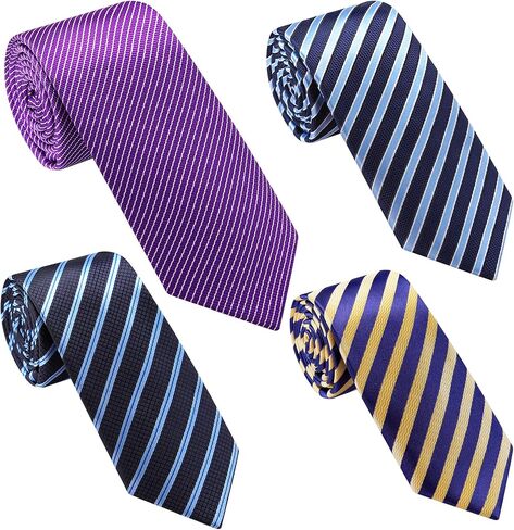 AUSKY Men's or Boys' Skinny Neckties, Slim Neck Ties Assorted Patterns and Colors, Set of 4 in Saudi Arabia