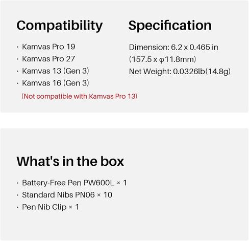 Huion Free Pens PW600L ، Pentech 4.0 ، متوافق مع Kamvas Pro 19 و Kamvas Pro 27 و Kamvas 13 (Gen 3) in Kuwait