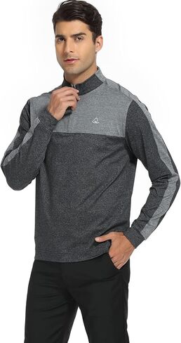 DEOLAX Mens Quarter Zip Pullover Solid 1/4 Zip Pullover Mens Athletic Long Sleeve Sweatshirt Mock Neck Golf Shirts for Men in Kuwait