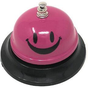 ASIAN HOME Metal Smiley Face Call Bell 3.35 Inch Diameter Desk Service Bell for Hotels, Schools, Restaurants, Reception Areas, Hospitals, Customer Service - Magenta (1Bell)