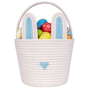 CubesLand Easter Basket for Kids & Babies - Soft & Safe Handwoven Cotton Rope Bunny Basket, Easter Egg Hunt & Festive Decor, Pink, Small