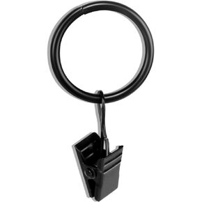 40 PCS 1.25-Inch Black Clip Rings for Curtain Panels, This Drapery Curtain Clip Rings Also Apply for Drapery Rod