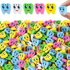Syhood 300 Pcs Molar Shaped Tooth Rubber Erasers Cute Molar Teeth Shaped Eraser Assort Colors for Dentist Dental Clinic School Stationery Gift