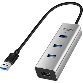 YUENN USB 3.0 Metal Passive HUB 4 Port Without Power Adapter, for Notebook, ultrabook, Tablet, PC, Windows and Mac OS