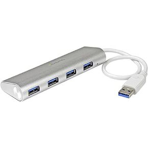 StarTech.com 4-Port USB 3.0 Hub with Built-in Cable - SuperSpeed Laptop USB Hub - Portable USB Splitter - Mini USB Hub (ST4300PBU3), Black