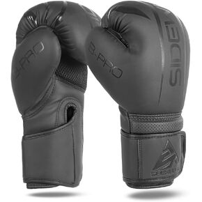 Sidewinder Boxing Gloves for Men & Women, Boxing Training Gloves, Kickboxing Gloves, Sparring Punching Gloves, Matte Leather Heavy Bag Workout Gloves for Boxing, Kickboxing, Muay Thai, MMA | Black in Kuwait