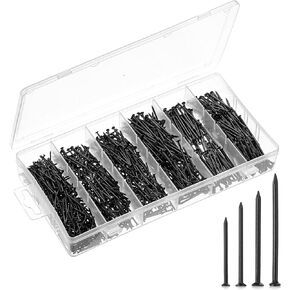 Mr. Pen- Nail Assortment Kit, 1200 Pcs, 4 Sizes, Black, Small Nails for Hanging Pictures, Finishing Nails, Wall Nails for Hanging, Pin Nails, Hardware Nails, Assorted Nails, Galvanized Nails