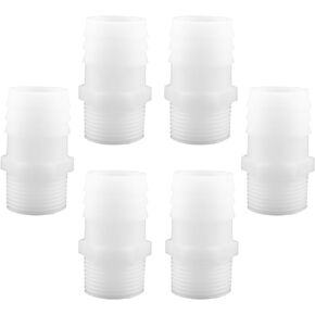 BokWin 6 Pcs Plastic Hose Barb Reducer Fitting,1/4" Barb x 1/4" Male thread Connectors Joint Splicer Mender Barbed Reducing Union Adapter Connector Pipe Fittings
