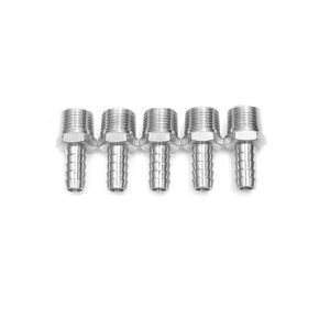 LTWFITTING Bar Production Stainless Steel 316 Barb Fitting Coupler/Connector 3/8" Hose ID x 3/8" Male NPT Air Fuel Water (Pack of 5)