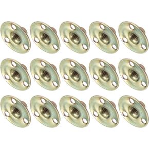 METALLIXITY 3-Hole T-Nuts (1/4"x25x1.2mm) 15Pcs, Carbon Steel Round Base Screw-in T-Nuts Flange Nut - for Furniture Installation, Bronze Tone