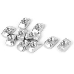 PZRT 24pcs M6 T-Nut Block Carbon Steel Nickel-Plated Half Round Roll in Sliding T Slot Nuts for 4040 Series Aluminum Extrusion Profile Fastener Parts