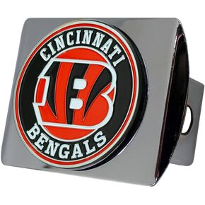 Cincinnati Bengals NFL Chrome Metal Hitch Cover with 3D Colored Team Logo by FANMATS - Unique Roundel Molded Design – Easy Installation on Truck, SUV, Car or ATV - Ideal Gift for Die Hard Football Fan