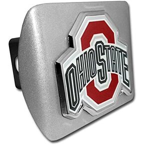 Elektroplate Ohio State University (with Color) Brushed Chrome Hitch Cover
