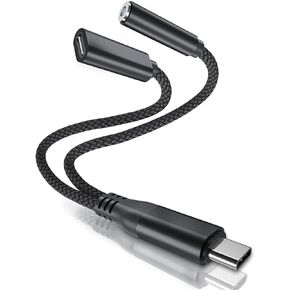 Elebase USB Type C to 3.5mm Audio Adapter and Charger,2 in 1 1/8 Inch Headphone Jack Charging Power Aux Cable for Samsung Galaxy A53 A54,S23 S24,Note 10 20,iPhone 15 Plus Pro Max,iPad Air 4 5,Mini 6