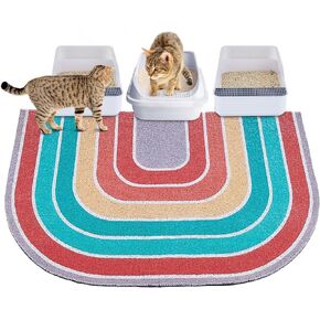 Cat Litter Mat Quality Litter Box Mat Large Non-Slip Cat Litter Mat Litter Trapping Mat Soft Kitty Litter Mat Compatible Two Litter Boxes Cat Products Easy to Clean