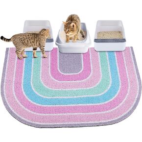 Cat Litter Mat Quality Litter Box Mat Large Non-Slip Cat Litter Mat Litter Trapping Mat Soft Kitty Litter Mat Compatible Two Litter Boxes Cat Products Easy to Clean